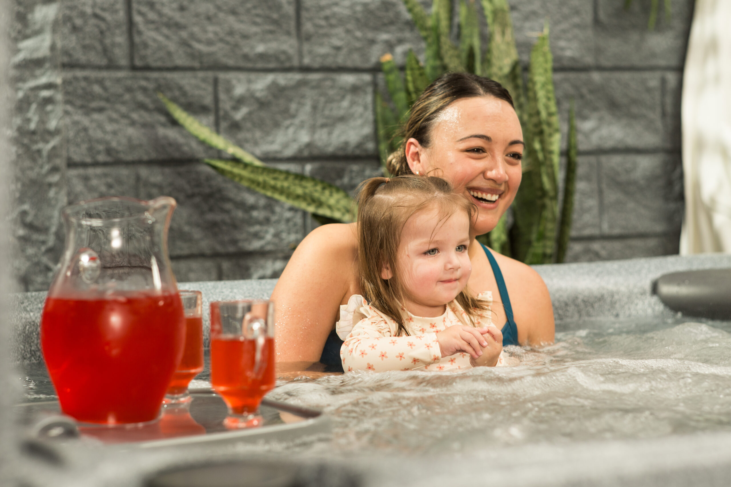 Eco Spa hard cover hot tubs with drink tray